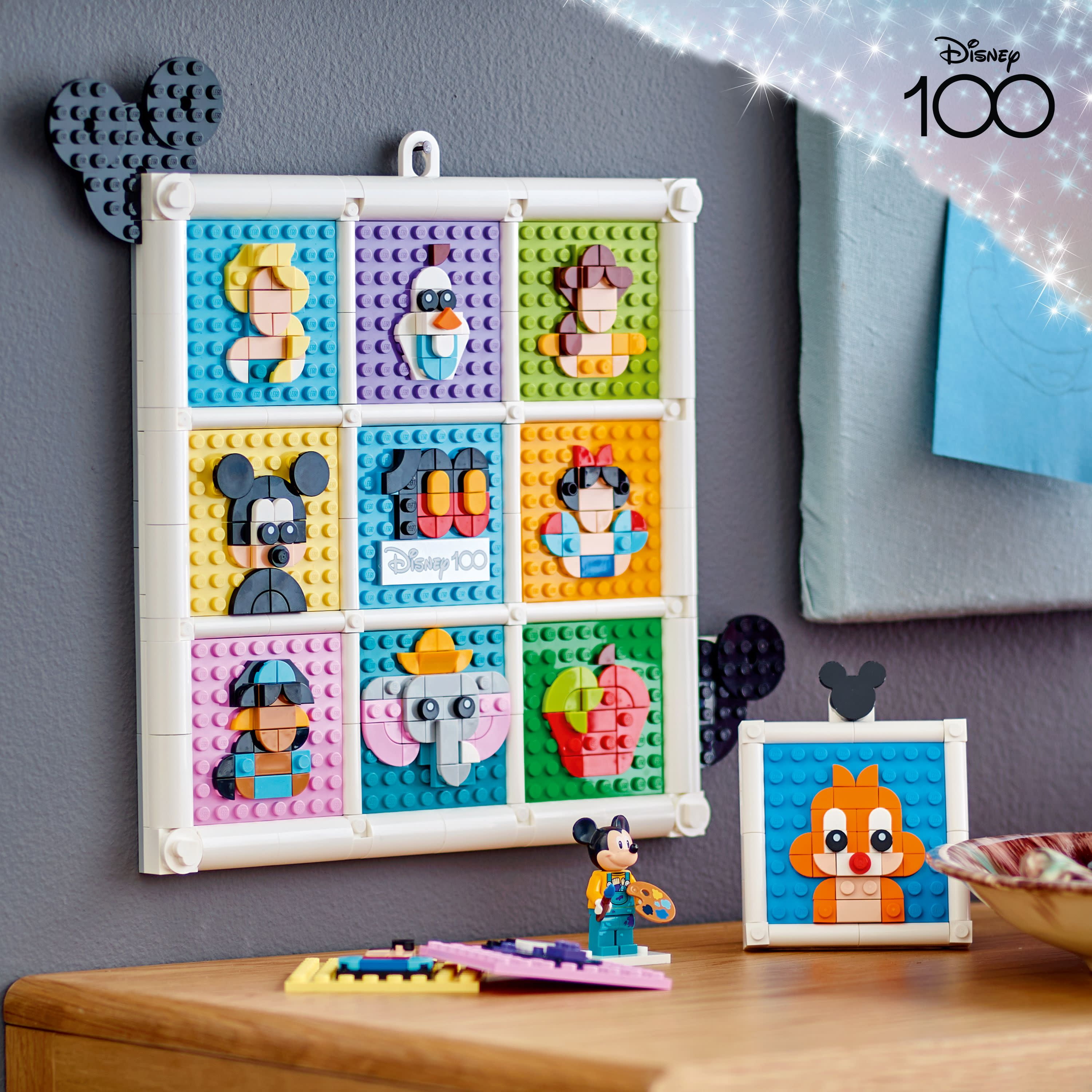 LEGO Disney Classic 100 Years of Disney Animation Icons 43221 Buildable Disney Set with Mickey Mouse Minifigure, Creative Toy for Kids to Design Disney Wall Art, Birthday Gift for Fans and Kids Age 6+