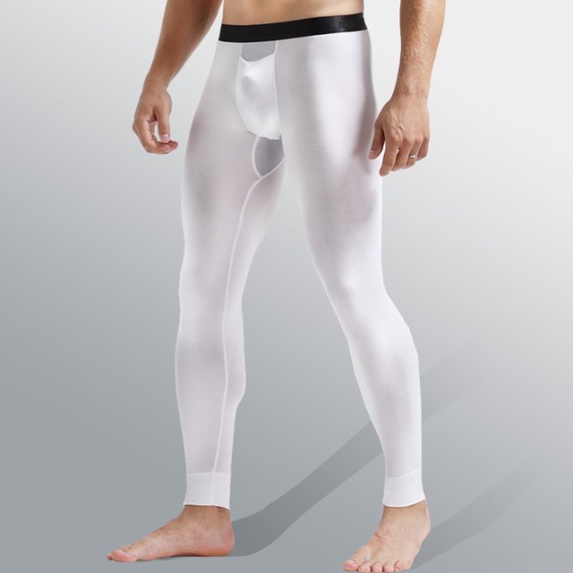 Mikilon Men Solid Casual Tight Base Breathable Mid Waist Keep Warm Ankle-Length Pants