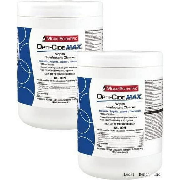 Micro-Scientific Opti-Cide Max Hospital Disinfectant Cleaner Disinfecting Wipes, 320 Count, 2 Pack