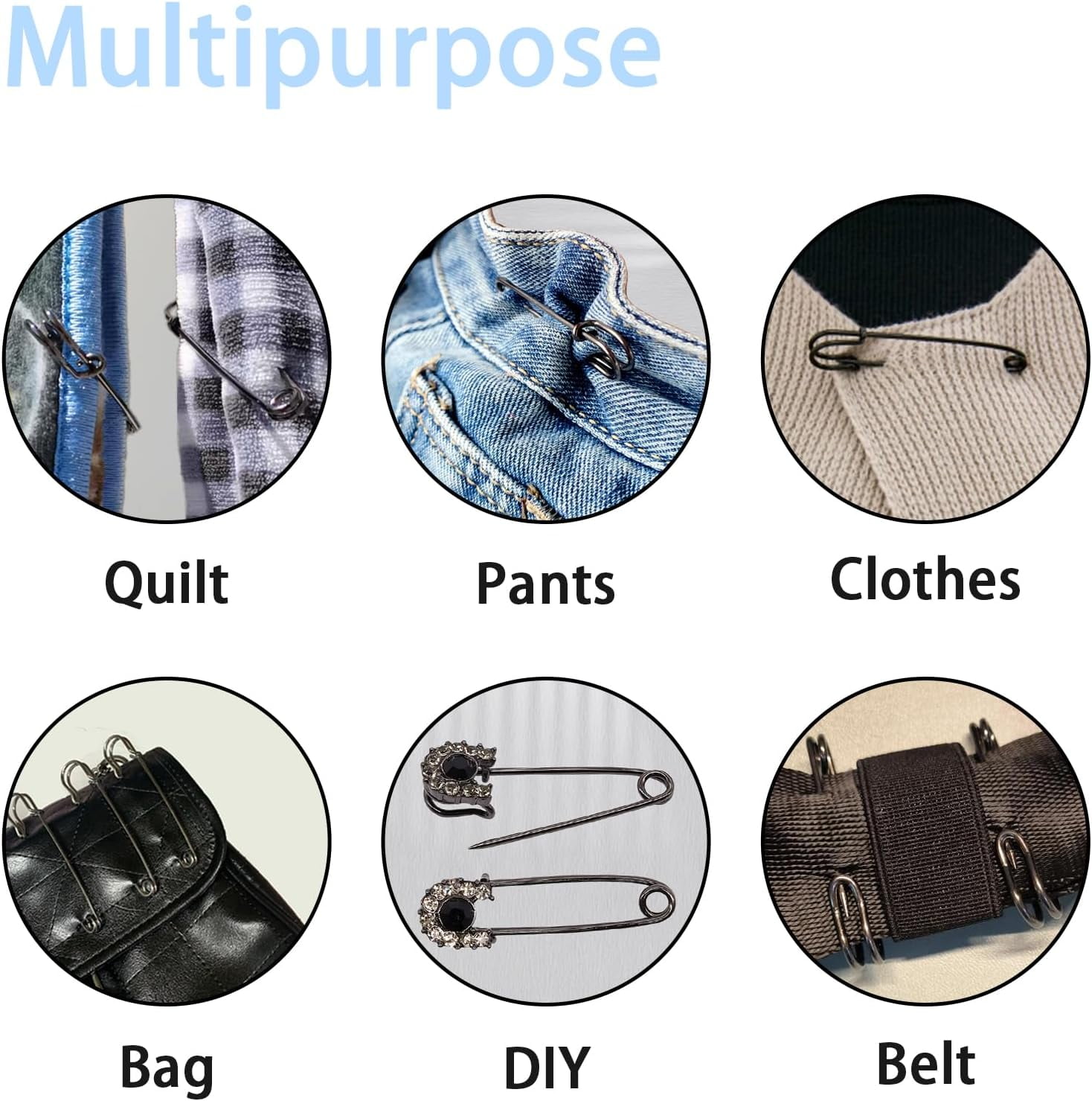 Solennerer Safety Pins Extra Large Heavy Duty - 20PCS 3Inch Blanket Pins, Strong & Sturdy Bulk Pins for Blankets, Skirts, Crafts, Kilts - Black