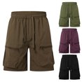 thumbnail image 1 of Men's Shorts Summer Solid Color Simple Loose Bermuda Shorts Casual Sweat Pants Coffee L, 1 of 9