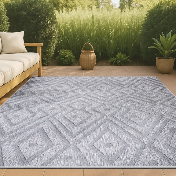 JONATHAN Y IBIZA 4 x 6 Area Rug, Balansat Moroccan Diamond - Light Gray, IBZ100C-4