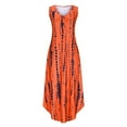 thumbnail image 7 of Plus Size Summer Long Maxi Dresses for Women Curved Hem Tie Dye Casual Dress with Pocket Sleeveless Loose Sundress Orange, 2XL, 7 of 7