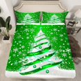 thumbnail image 2 of Manfei Green Christmas Tree Queen Sheet Sets, Christmas Snowflake Flat Sheet, Western Winter Festival Queen Fitted Sheet, Ultra Soft Home Decor, 4pcs, 2 of 7