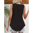 thumbnail image 3 of Camiseta elegante plisada para mujer, ropa holgada informal con cuello cuadrado, sin mangas, negra, 2024, 3 of 4