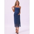 thumbnail image 3 of DARING DIVA Women's Mesh Ruched Side Bodycon Spaghetti Strap Soft Maternity Dress 2XL Blue, 3 of 7