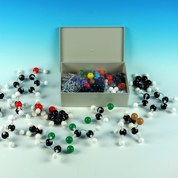 444PCS Molecular Model Kit Set (196 Atoms Model+244 Link Keys+ 3 Orbitals +1 T ool) Portable for Student/ Teaching/ Lab