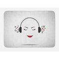 thumbnail image 1 of Music Bath Mat, Young Lady Listening to Music Earphones Smiling Close Eyed Girl Enjoy Melody Theme, Non-Slip Plush Mat Bathroom Kitchen Laundry Room Decor, 29.5 X 17.5 Inches, Black White, Ambesonne, 1 of 2