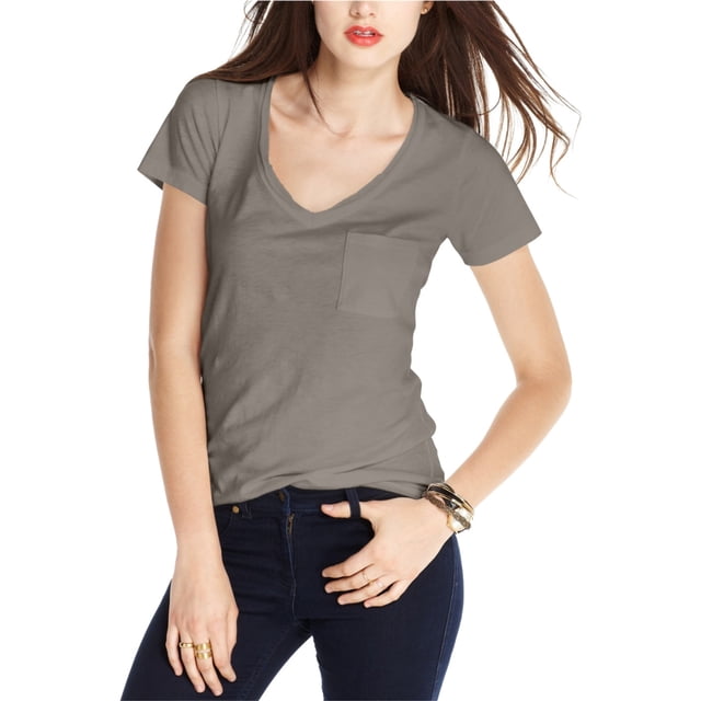 maison Jules - Camiseta básica con bolsillo para mujer, gris, XXL