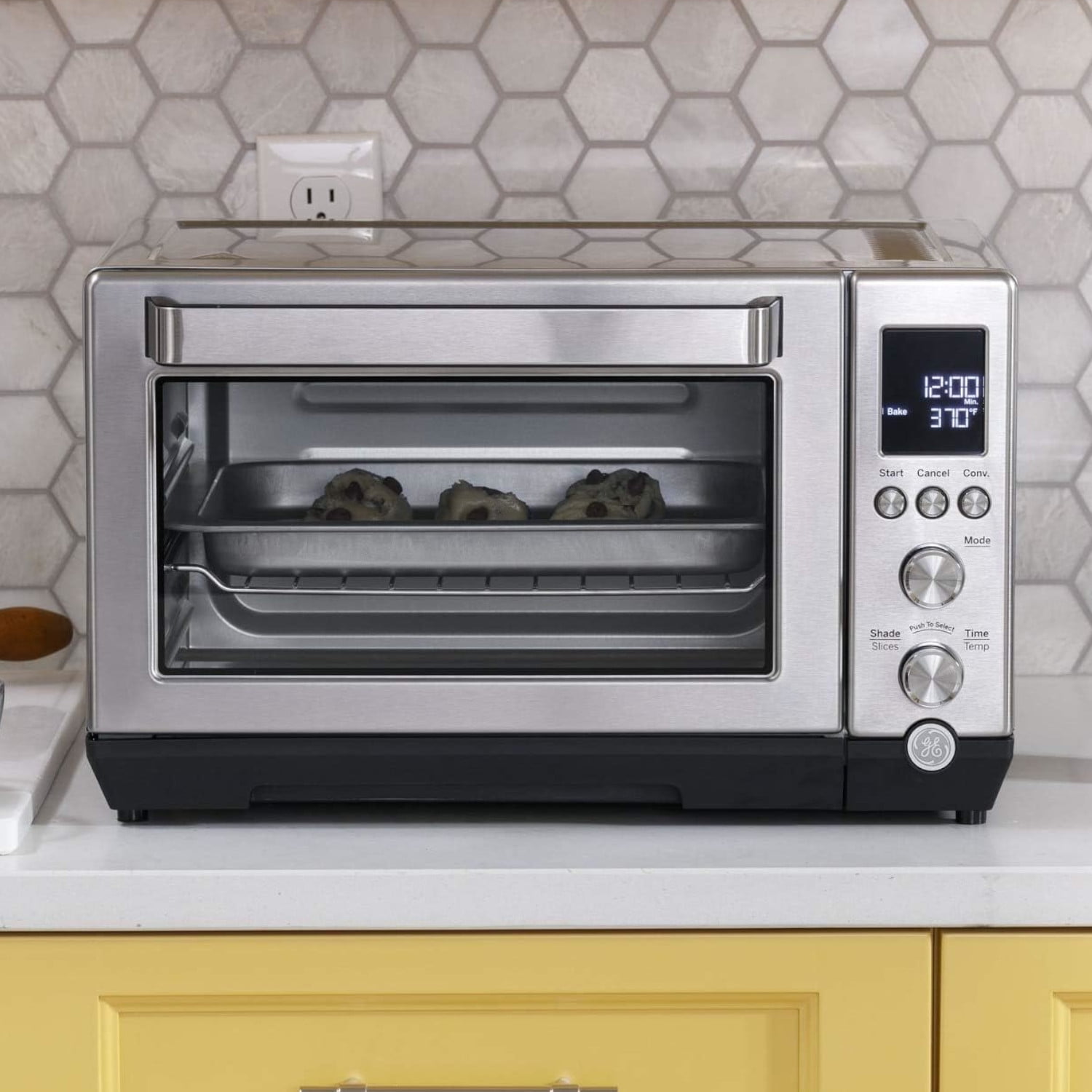 Open Box GE Convection Toaster Oven | Calrod Heating Technology | Large Capacity Toaster Oven Complete with 7 Cook Modes & Oven Accessories | Countertop Kitchen Essentials | 1500W| Stainless Steel - (