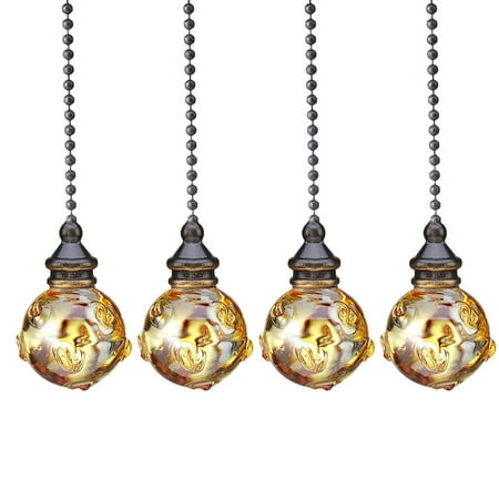 

Decorative Fan Pull Chain Set Lamp Pull Extension for Light Fan with 12 Inch Bronze Chains and Crystal Glass Pendant Decor 4 Pcs