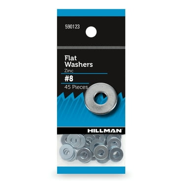 Hillman Flat Washers, USS Washers, #8, Zinc Plated, Steel, 45 Pack