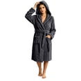 thumbnail image 4 of Naittoop Womens Twist Fleece Robe with Hood Soft Cozy Winter Warm Plush Bathrobe After Spa Shower Fall Belted Fuzzy Bath Robe, 4 of 5