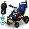 Electric Wheelchair for Adults, Folding All Terrain Lightweight Wheelchairs, Blue Leather