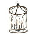 thumbnail image 3 of LNC 4-Light Farmhouse Cage Chandelier,LED Kitchen Island Light,Brushed Black&Natural Wood, 3 of 9