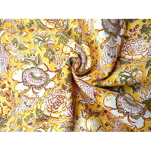 Rasogi Handicrafts Hand Block Printed Pure Cotton Fabric 3 Yard (FABRIC-16)