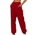 thumbnail image 3 of Baberdicy Lady Long Pants Women's Thin High Waisted Loose Sweatpants Comfortable High Waisted Jogging Pants with Pockets Casual Sweatpants Sweatpants Women Red S-3Xl, 3 of 6