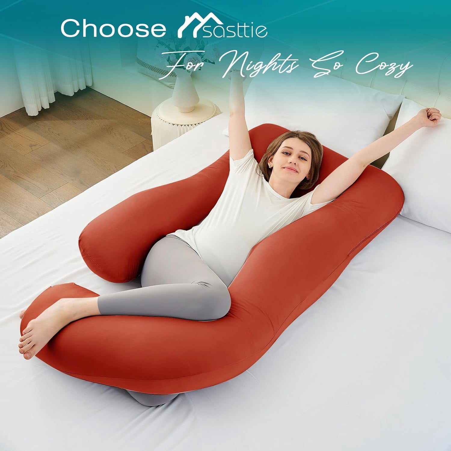 Pregnancy Pillows for Sleeping, Jumbo U Shaped Cooling Full Body Pillow with Removable Cover, Pregnant Women Must Haves, Maternity Essential, Navy