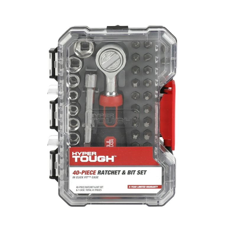 Hyper Tough 40-Piece Socket and Bit Set in Click Fit Case