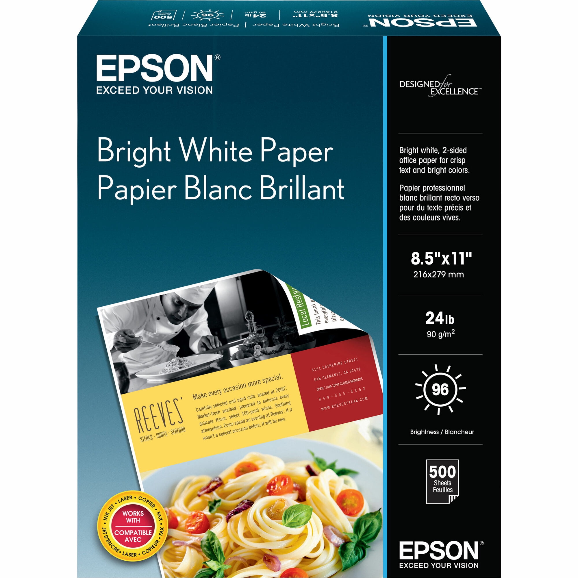 Bright White Paper, 8.5" x 11", 500 sheets