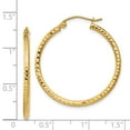thumbnail image 3 of 14K Yellow Gold Engraved Diamond Cut 1.20 inch Round Hoop Earrings, 3 of 3