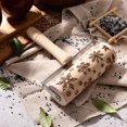 thumbnail image 4 of Rodillo de madera con estampado navideño en relieve en 3D, rodillo para hornear pizza y repostería grabado con láser para hornear galletas navideñas, antiadherente (copo de nieve navideño), 4 of 4