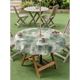 thumbnail image 3 of Outdoor Tablecloth with Umbrella Hole and Zipper, Sage Green Ombre Round Table Cloth 54 Inch Waterproof Tablecloth, Gradient Abstract Art Vintage Grey Picnic Table Cover for Patio Camping, 3 of 7