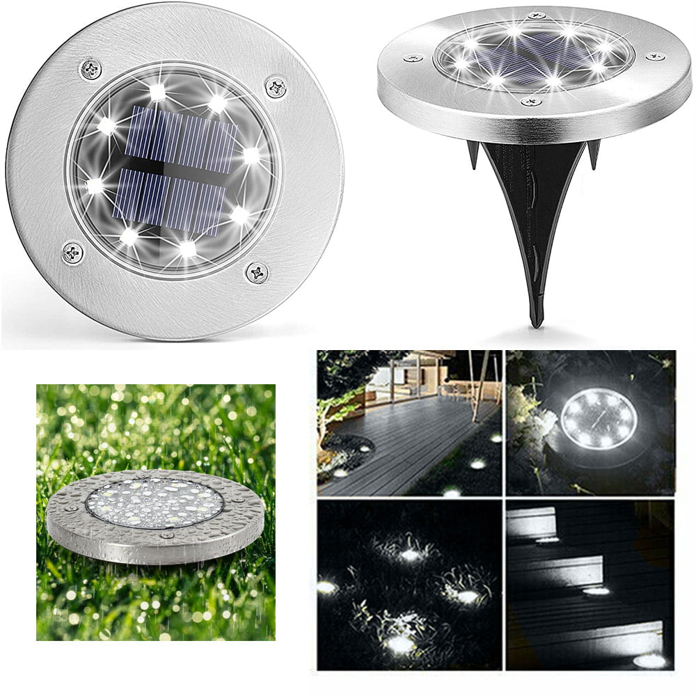 8PCS LED Solar Power Ground Lights Floor Decking Outdoor Garden Lawn Path Lamps 