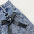 thumbnail image 6 of Womens High Waisted Denim Shorts Distressed Fashion Bow Tie Belt Bermuda Shorts with Pockets 2026 Summer Beach Casual Loose Shorts, 6 of 8
