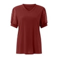 thumbnail image 6 of Summer Oversize Shirts for Womens Fashion Causal Vintage Solid Color Blouse Short Sleeve T-Shirt Top, 6 of 6