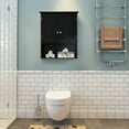 thumbnail image 3 of Wall Mount Bathroom Cabinet Wooden Medicine Cabinet Storage Organizer Double Door with 2 Shelves, and Open Display Shelf, 3 of 7