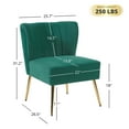 thumbnail image 2 of DRKAT Velvet Accent Chair Modern Comfy Chair with Gold Metal Legs, Upholstered Armless Wingback Chair, Tufted Side Chair, Mid Century Vanity Chair for Living Room, Bedroom, Green, 2 of 7