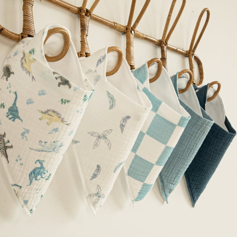 Gllquen Baby Muslin Bandana Bibs 8 Pack, Blue Dinosaur photo 6