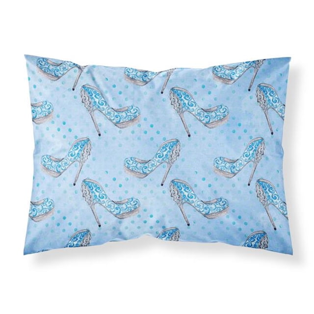Taie d'Oreiller Standard en Tissu Bleu avec Motif de Chaussure Cendrillon Aquarelle