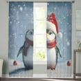 thumbnail image 2 of Christmas Sheer Curtains 84 Inches Long 2 Panels Set, Window Sheer Curtains for Living Room/Bedroom, Winter Snow Cute Xmas Ombre Blue Light Filtering Rod Pocket Curtain 52'' x 84'' x 2, 2 of 7