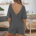 thumbnail image 5 of QATAINLAV Womens T Shirt Romper Casual Short Sleeve Oversized Short Jumpsuit Solid Color Loose Crewneck Onesie Shorts with Pockets, Dark Gray, S, 5 of 10