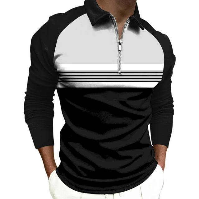 Tops para hombre Camisas Blusas Elegante Casual Camisas de manga larga Camisa con cuello Impreso Cremallera Cuello vuelto Odeerbi ODB-5