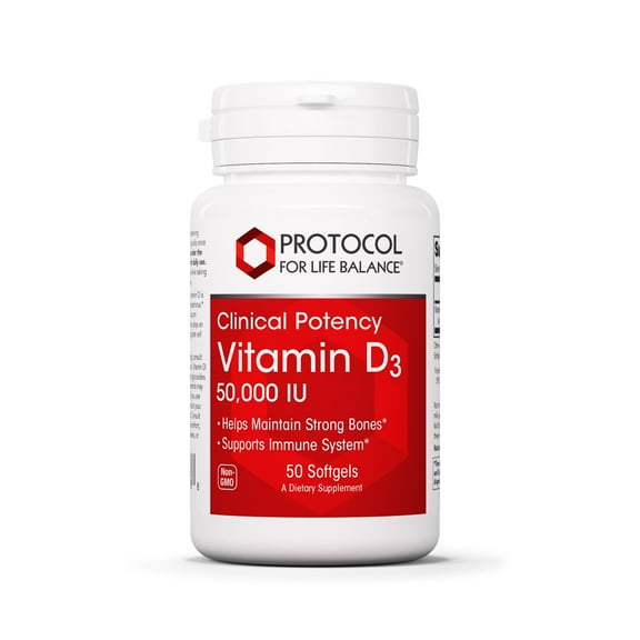 Protocol For Life Balance - Vitamin D-3 50,000 IU, Clinical Potency, Supports Immune System, 50 Softgels