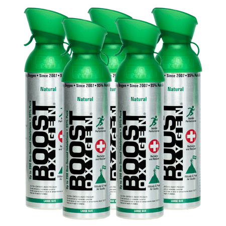 Boost Oxygen Large Natural 10L Canister | Respiratory Support for Aerobic Recovery, Altitude, Performance & Health (5 Pack)
