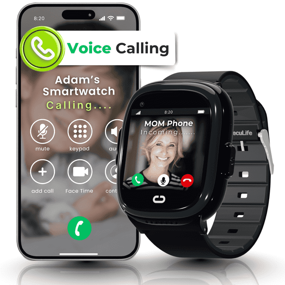 EmojiKidz Kids Smartwatch with GPS Locator, SOS Button, Parental Controls, 2-Way Calls & Voice Chat, Safe Zones, Block Unknown Numbers, Black