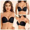 thumbnail image 3 of Yandw Strapless Deep V Plunge Push Up Underwire Add 2 cups Convertible Bra with Clear Straps, 3 of 5