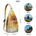 thumbnail image 3 of Waterproof Hiking Backpack Sling Bag for Women – Lightweight Crossbody with Adjustable Strap, Travel Chest Bag – Boho Sunflower & Bee Floral Design, Rustic Yellow Vintage Style, 3 of 4
