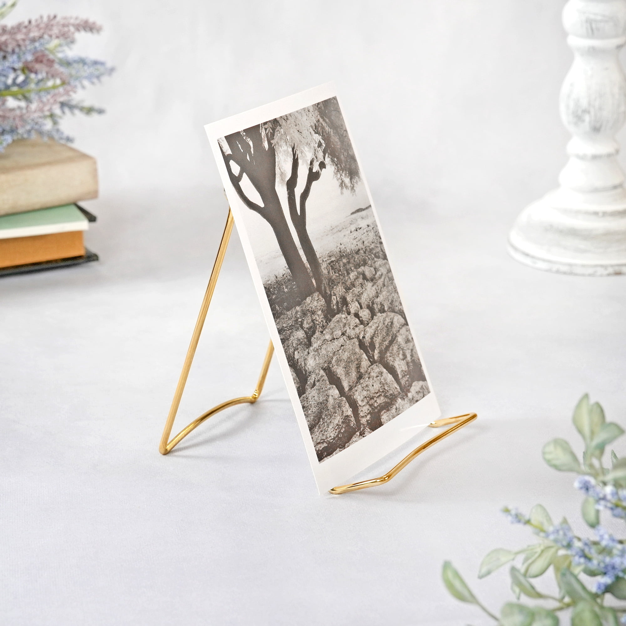 Bard's Folding Gold Wire Easel Stand, 6" H x 4.25" W x 6.25" D, Pack of 2