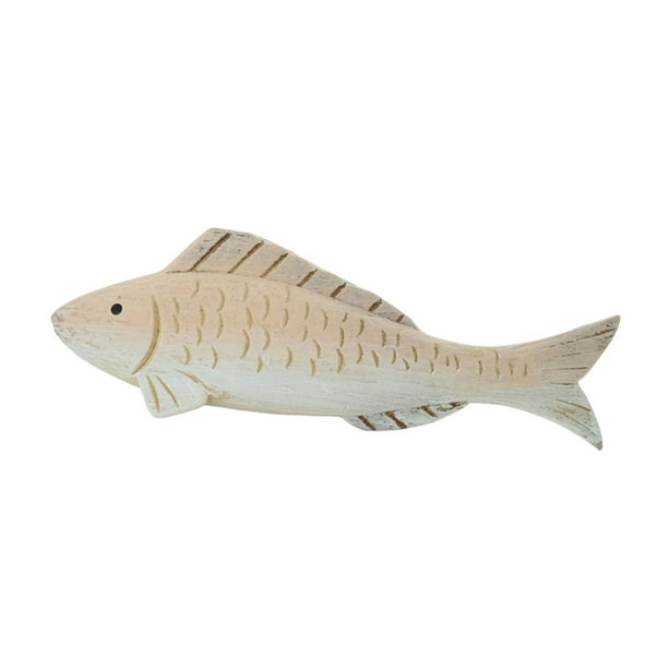 Estatua de pez de madera, figura decorativa, obra de arte, adorno de mesa coleccionable Amarillo claro