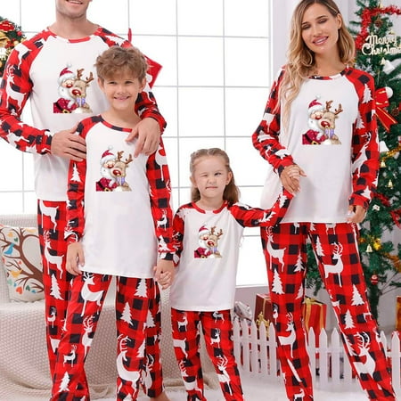 

YYDGH Christmas Family Matching Pajamas Xmas Holiday Sleepwear Pajama Classic Plaid Christmas Matching Pajamas for The Baby Kids Teens Adults