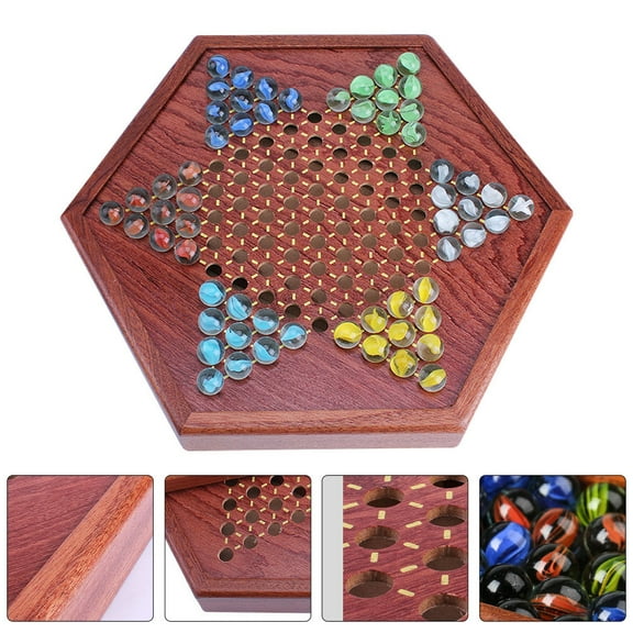 LEORX 1 Set Hexagon Chinese Game with Glass Marbles for Multi-player Joining