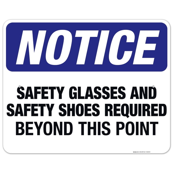 Safety Glasses And Safety Shoes Required Sign, OSHA Sign, 24x30 Aluminum