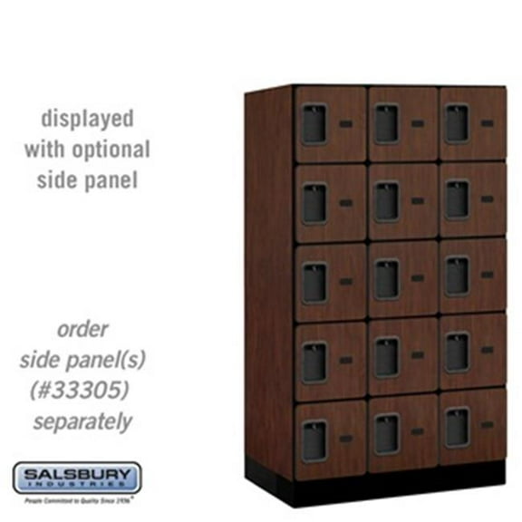 Salsbury  12 in. x 5 ft. x 21 in. 3 Wide Five Tier Box Style Designer Wood Locker - Mahogany