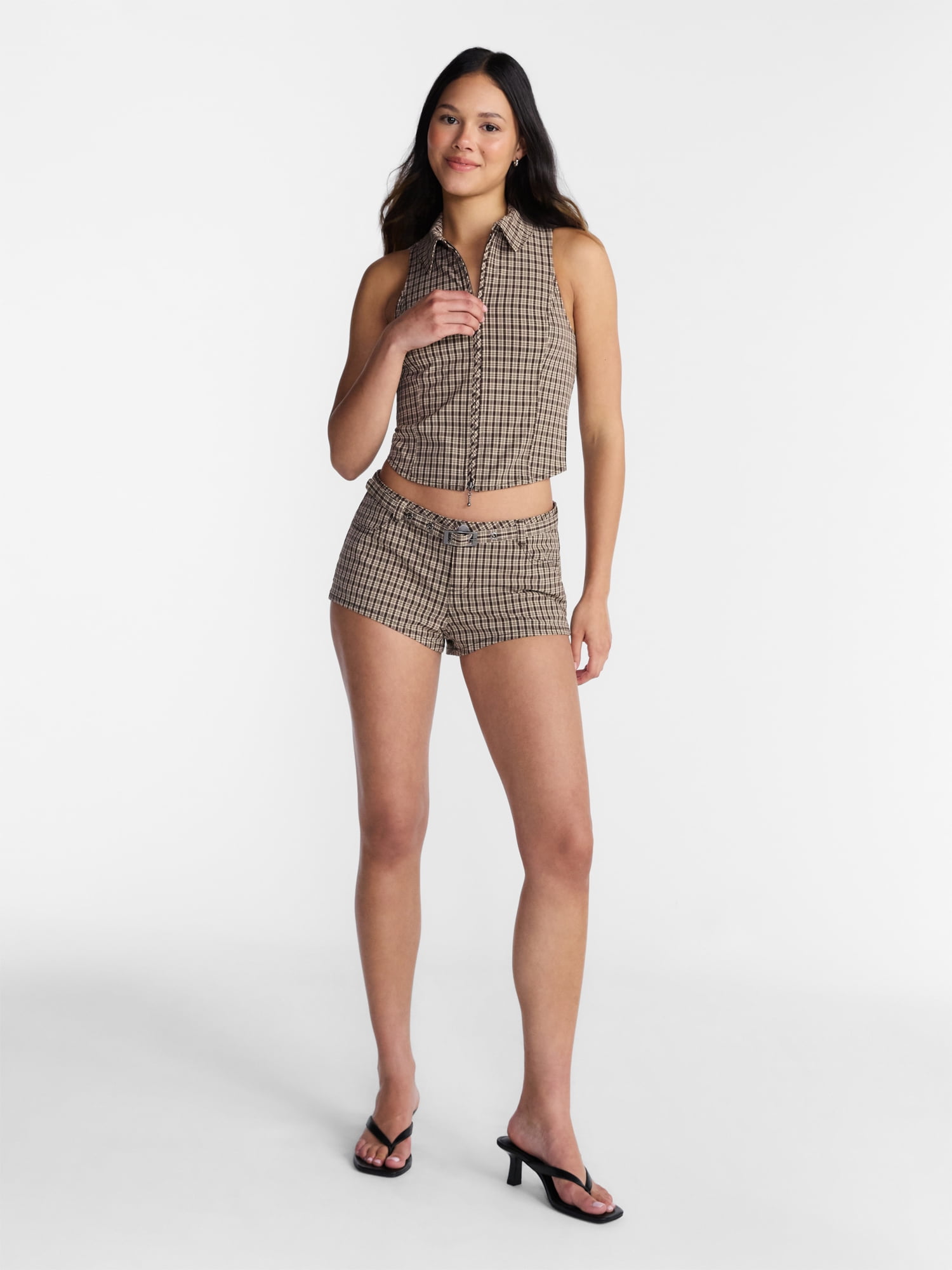 No Boundaries Belted Woven Shorts, 1.5" Inseam, Women’s XXS-XXL