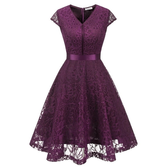 Market In The Box Women Lace Dress Vintage Style V Neck Cocktail Christmas Party Dress